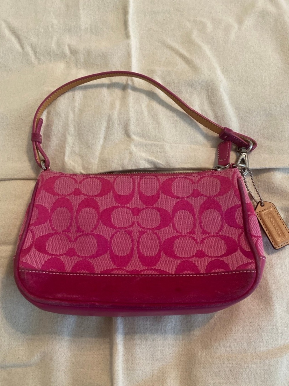 Rare Authentic Vintage Coach Pink Signature Demi Mini Shoulder Bag – Style 6094